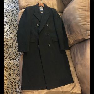 Christian Dior Black Camel Hair Overcoat 42R